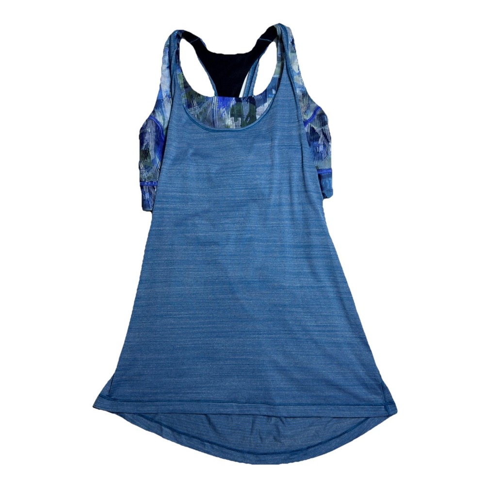 Lululemon Twist and Toil Tank Top Built-in Bra Blue‎ Women 6 Activewear Gym